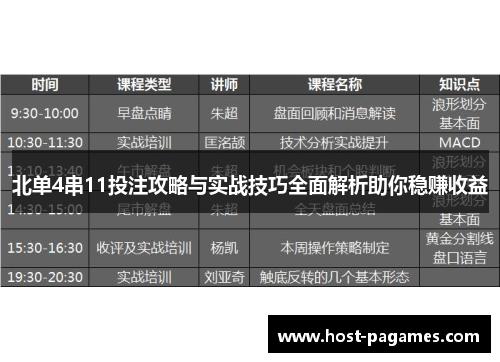 北单4串11投注攻略与实战技巧全面解析助你稳赚收益